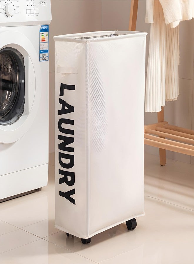 Home Essentials HomeEssentials Foldable Laundry Basket with Wheels - Portable Laundry Bag/Toy Storage Organizer/Cloth Bin, Washing Clothes Storage Basket, and Movable Storage Solution (Polyester) - Image 1